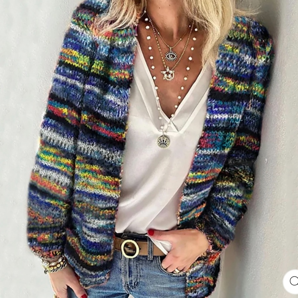 Cozy Multicolor Lightweight Knit Women's Sweater NWOT